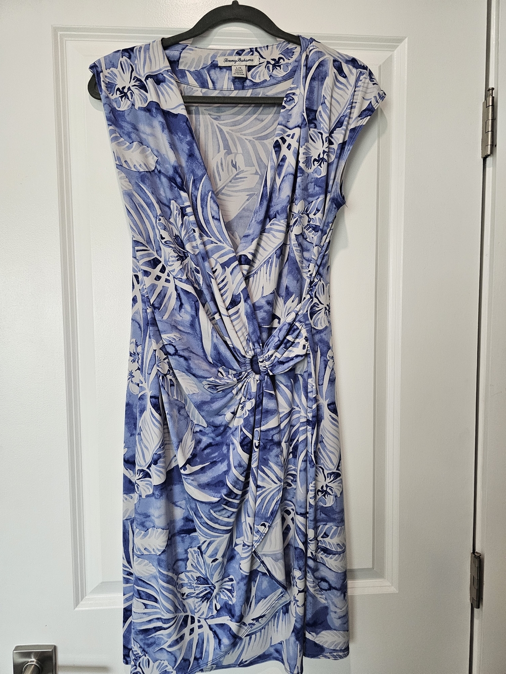 Tommy Bahama Faux Wrap Blue Tropical Dress
